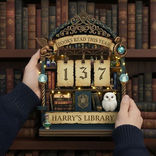 Personalized Potter Inspired Book Read Tracker, Hogwarts Library Reading Counter