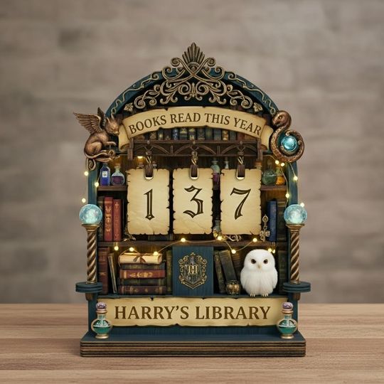 Personalized Potter Inspired Book Read Tracker, Hogwarts Library Reading Counter