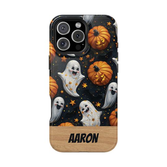 Personalized Halloween iPhone Case: Spooky Ghosts, Pumpkins, MagSafe Tough Cover