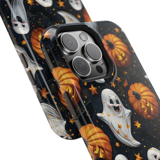 Personalized Halloween iPhone Case: Spooky Ghosts, Pumpkins, MagSafe Tough Cover