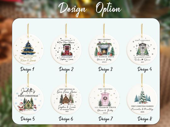 Personalized Christmas Ornaments,Custom Hanging Christmas Ornaments,Personalised New Home Bauble,Ceramic Xmas Tree Decoration,Christmas Gift