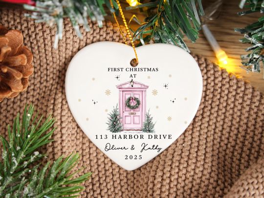 Personalized Christmas Ornaments,Custom Hanging Christmas Ornaments,Personalised New Home Bauble,Ceramic Xmas Tree Decoration,Christmas Gift