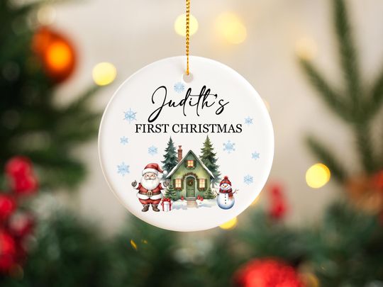 Personalized Christmas Ornaments,Custom Hanging Christmas Ornaments,Personalised New Home Bauble,Ceramic Xmas Tree Decoration,Christmas Gift