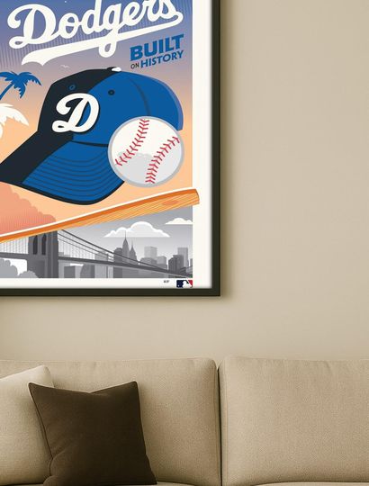 Los Angeles Dodgers Poster Vintage Baseball Cap Ball Art Wall Decor