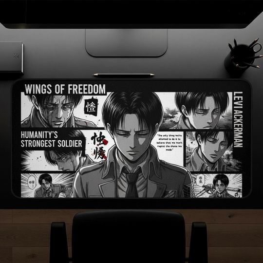 Levi Ackerman Desk Mat - Manga Art Desk Accessory