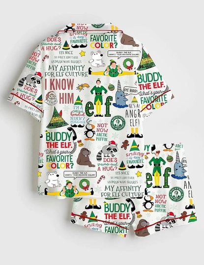 Buddy The Elf Christmas Pajama Set for Adults