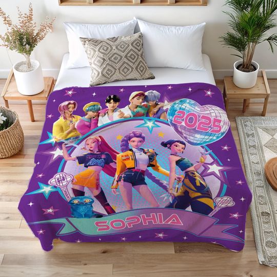 Personalized Huntrix Anime Blanket, K-Pop Fan Gift