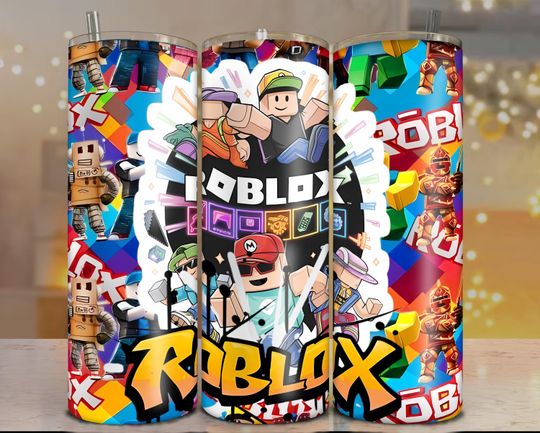 Roblox Skinny Tumbler Wrap | Cartoon Characters Sublimation Design | Game Lover Cup
