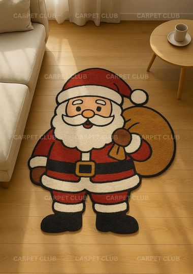 Santa Claus Rug for Kids Room & Holiday Decor