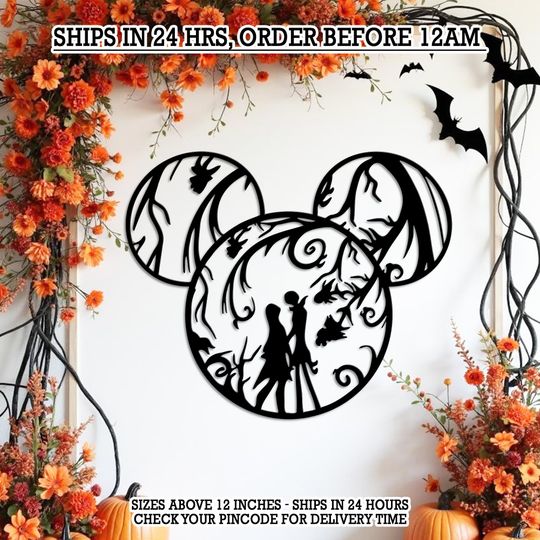 Jack and Sally Metal Sign: Gothic Halloween Home Decor