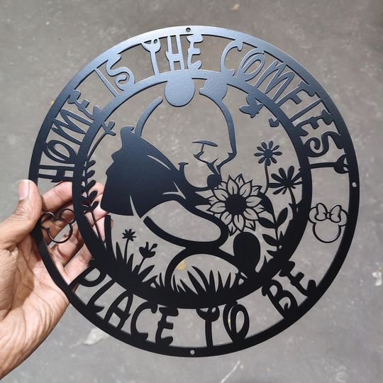 Winnie the Pooh Metal Sign: Floral Home Decor