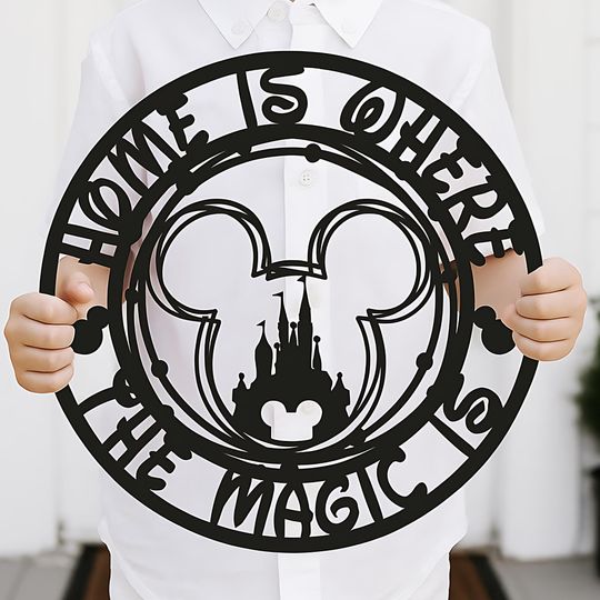 Mickey Castle Metal Sign: Whimsical Nursery Wall Art