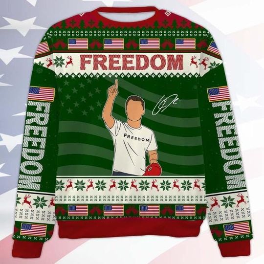 Freedom Charlie Kirk Ugly Sweashirt, A True Patriot Charlie Kirk Christmas All-Over-Printed Sweatshirt Gift For Fans