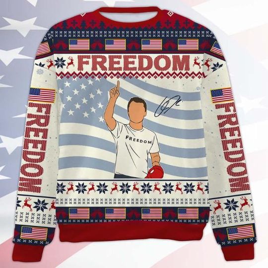 Freedom Charlie Kirk Ugly Sweashirt, A True Patriot Charlie Kirk Christmas All-Over-Printed  Design 3 Sweatshirt Gift For Fans