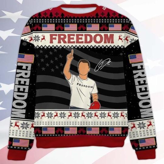 Freedom Charlie Kirk Ugly Sweashirt, A True Patriot Charlie Kirk Christmas All-Over-Printed Sweatshirt Gift For Fans