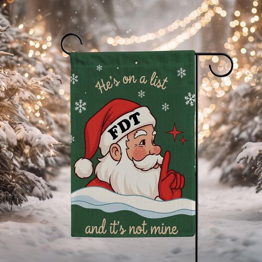 Funny Santa Linen Garden Flag, Christmas Humor Decor