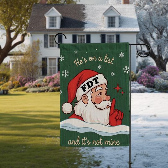Funny Santa Linen Garden Flag, Christmas Humor Decor