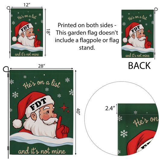 Funny Santa Linen Garden Flag, Christmas Humor Decor