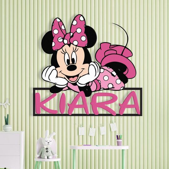 Personalized Name Metal Sign  Minnie Mouse Inspired Wall Decor for Girls Room or Nursery  Custom Disney Style Metal Name Plaque for Kids