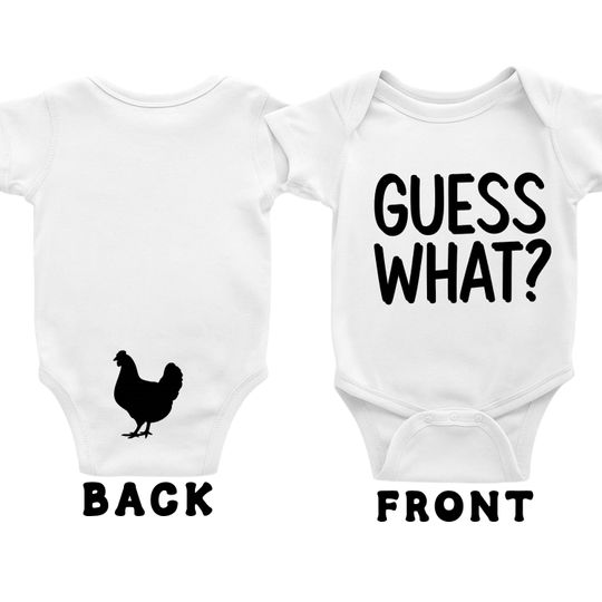 Funny Pregnancy Reveal Onesie Guess What Chicken Butt Baby Bodysuit, Gender Reveal Gift, Cute Baby Shower Outfit