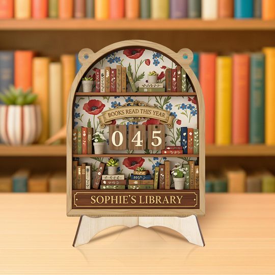 Floral Books Read Tracker, Personalized Reading Sign, Custom Library Shelf Decor