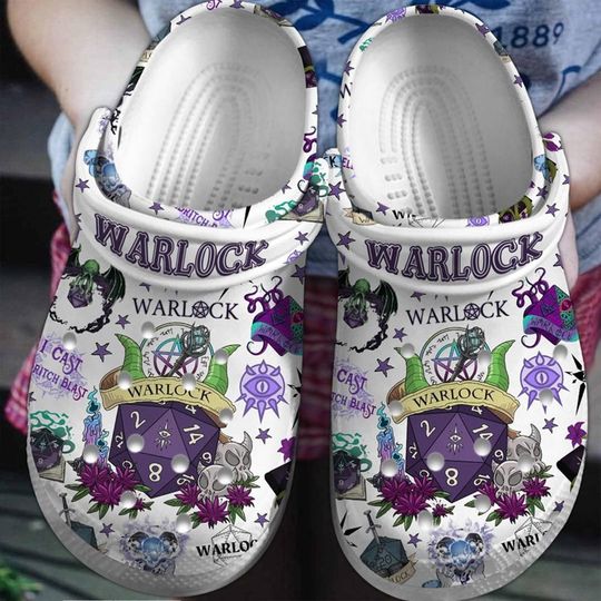 DnD Warlock Clogs Shoes, Dungeons And Dragons Shoes, Warlock Dice, Warlock DnD, DnD Warlock Gift