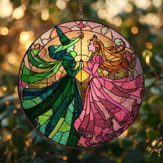 Elphaba and Glinda Besties Acrylic Suncatcher  Wicked Musical Ornament Christmas Gift