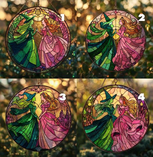 Elphaba and Glinda Besties Acrylic Suncatcher  Wicked Musical Ornament Christmas Gift