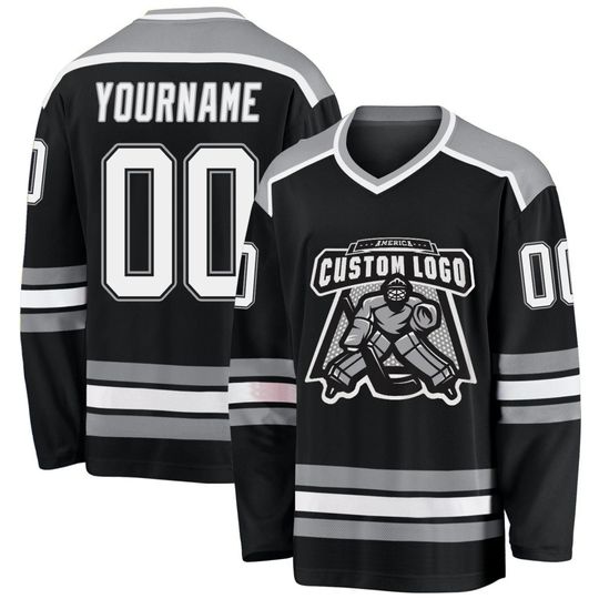 Custom Black & Grey Men's Hockey Jersey