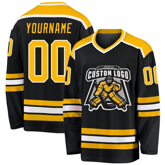 Custom Black & Gold Men's Hockey Jersey