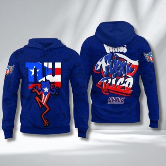 Puerto Rico Pride Blue Hoodie with Coqui Frog Graphic Unisex Streetwear Pullover