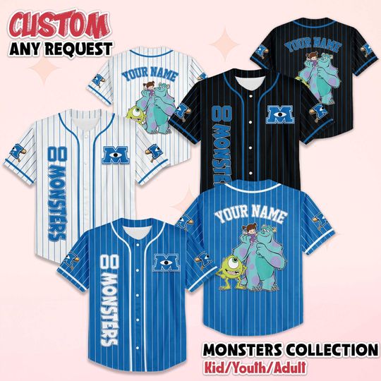Custom Monsters Characters Baseball Jersey