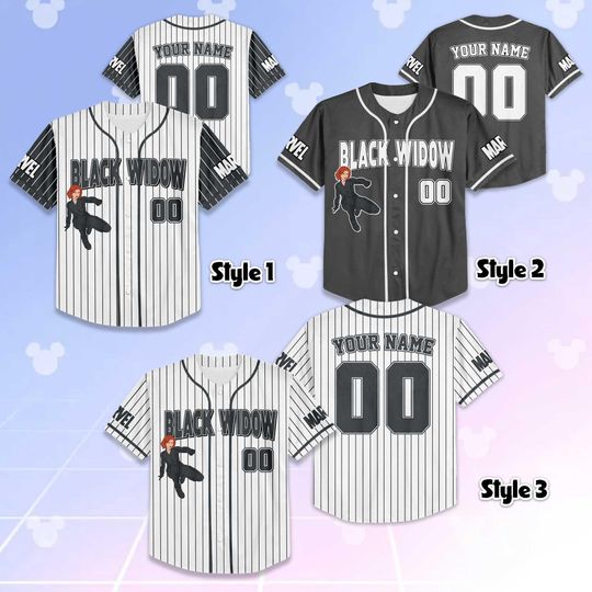 Custom Black Widow Baseball Jersey, Personalized Superhero Baseball Shirt