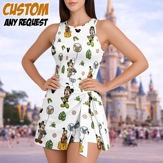 Mickey and Friends Animal Kingdom Tennis Dress Skirt, Disney Magical Castle Women Dress, Disney Trip Tennis Skirt, Minnie Mouse Dress Skirt