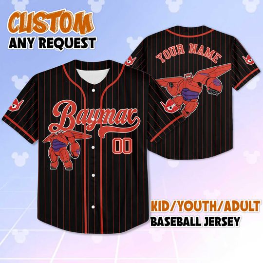 Personalized Baymax Collection Baseball Jersey, Custom Big Hero 6 Shirt