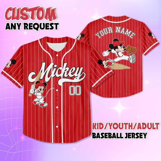 Custom Disney Mickey Mouse Collection Baseball Jersey
