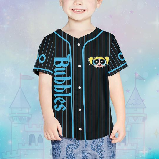 Personalized Bubbles Baseball Jersey, Custom The Powerpuff Girls Jersey Shirt