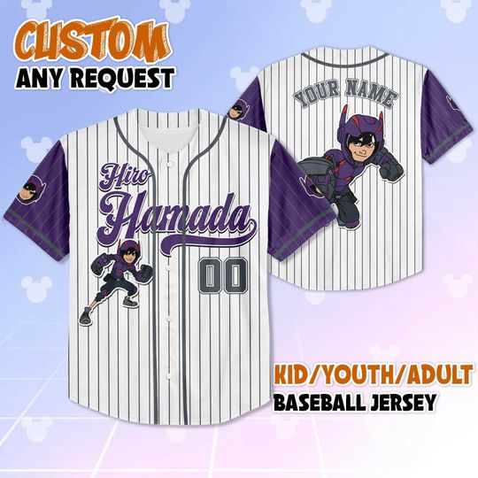 Personalized Hiro Hamada Baseball Jersey, Custom Big Hero 6 Shirt