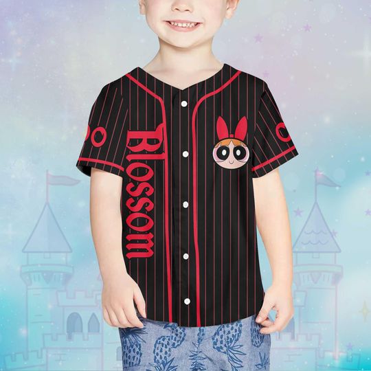Personalized Blossom Baseball Jersey, Custom The Powerpuff Girls Jersey Shirt