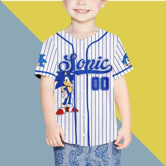 Custom Sonic The Hedgehog Baseball Jersey, Personalized Sonic Jersey Shirt, The Hedgehog Baseball Team Outfit, Matching Family Shirt