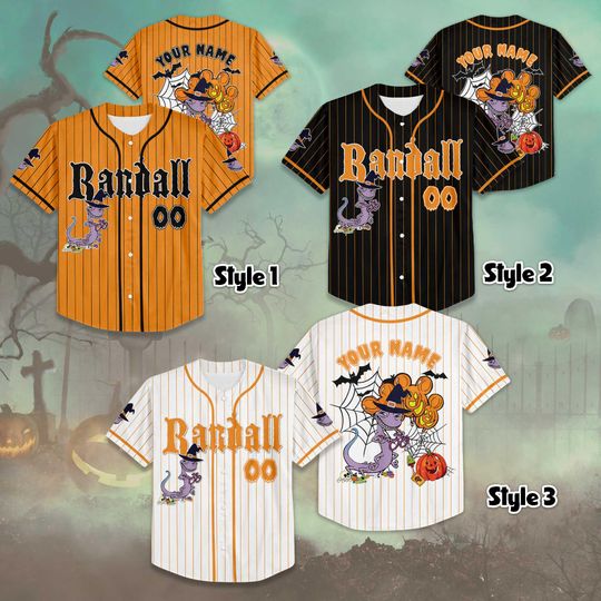 Personalized Randall Boggs Baseball Jersey, Custom Disney Monsters, Inc Halloween Shirt