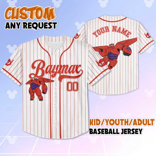 Personalized Baymax Collection Baseball Jersey, Custom Big Hero 6 Shirt