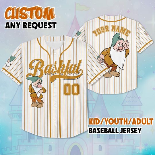 Personalized Disney The Seven Dwarfs Baseball Jersey, Custom Seven Dwarfs Jersey