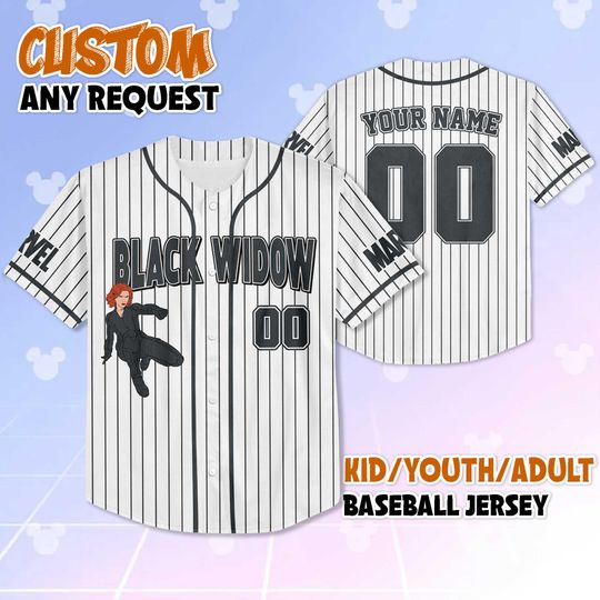 Custom Black Widow Baseball Jersey, Personalized Superhero Baseball Shirt