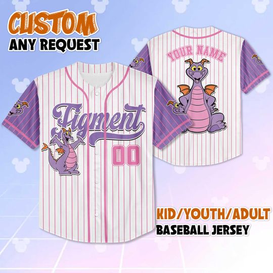 Personalized Figment Baseball Jersey, Custom Disney Figment Little Spark Shirt