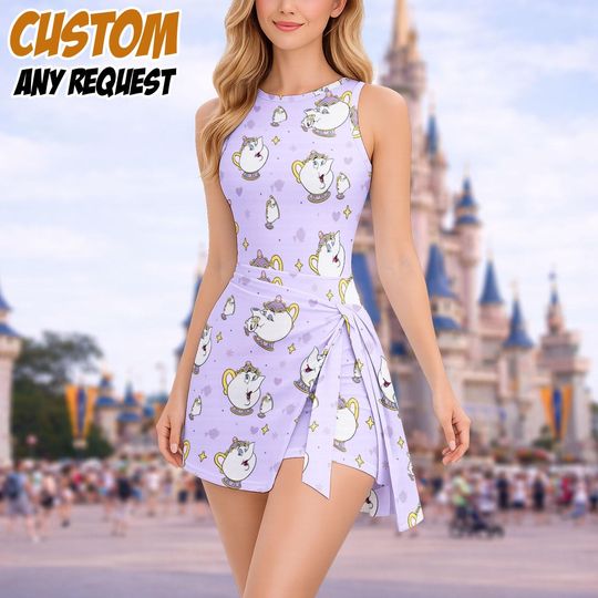 Mrs. Potts and Chip Ruffle Dress, Disney Easter Tennis Dress, Mrs. Potts and Chip Tennis Skirt, Magic Kingdom Outfit