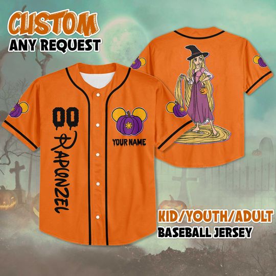 Rapunzel Halloween Baseball Jersey, Custom Tangled Princess Jersey Shirt