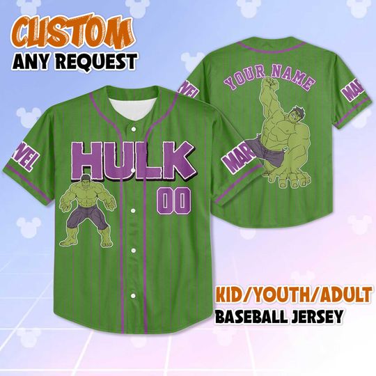 Personalized The Avengers the Hulk Baseball Jersey, Custom Marvel The Avengers Shirt