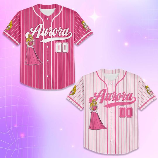 Custom Sleeping Beauty Aurora Baseball Jersey, Custom Disney Princess Aurora Baseball
