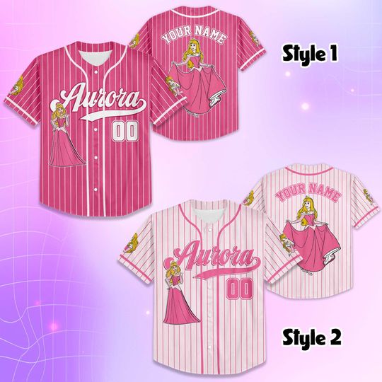 Custom Sleeping Beauty Aurora Baseball Jersey, Custom Disney Princess Aurora Baseball